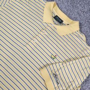 Masters Collection Polo Shirt‎ Mens XL Augusta Golf Yellow Striped Logo Cotton